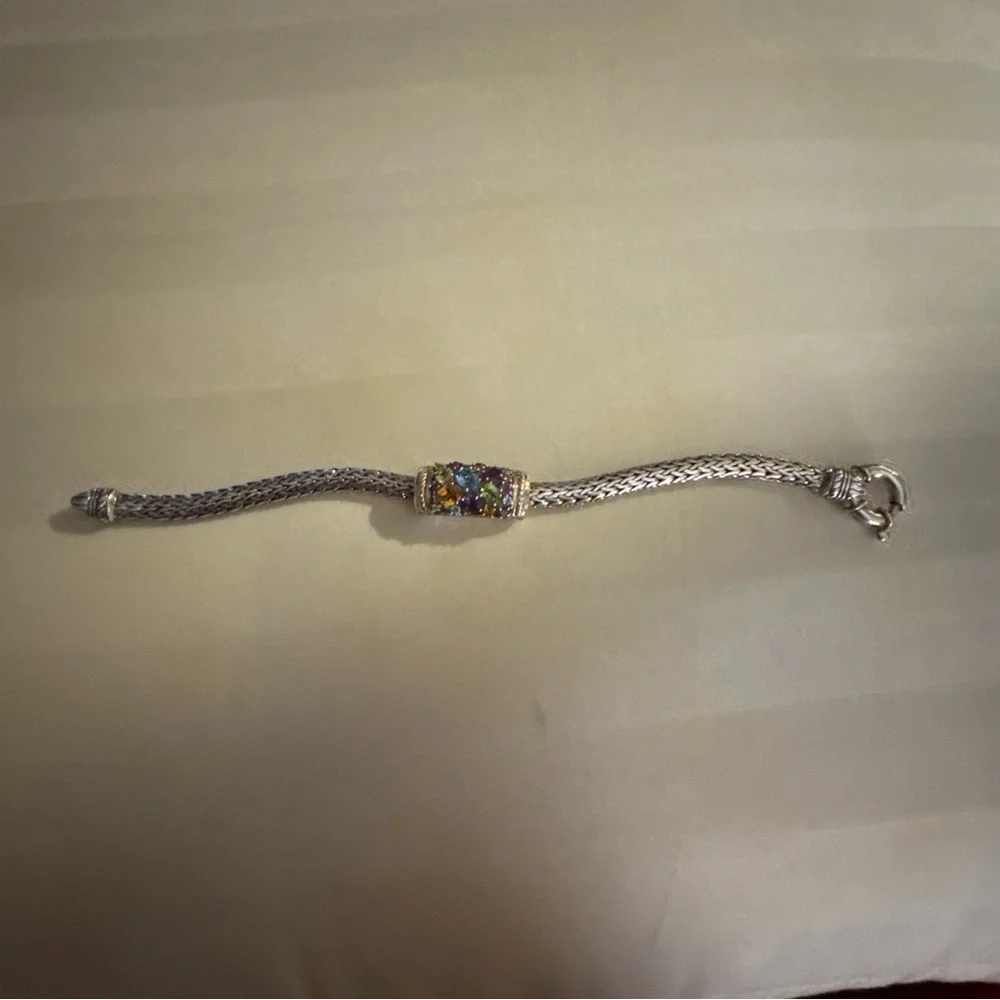 Effy Multicolor Gemstone Silver Bracelet with Gold Accents - Picture 10 of 11
